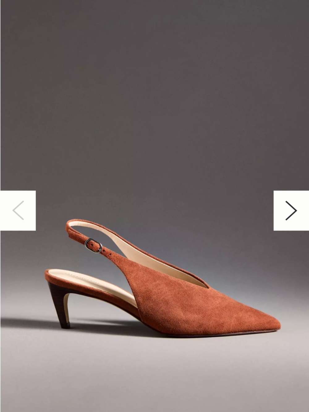 Anthropologie Suede Slingback Pointed-Toe Pumps in Rust - Picture 3 of 3